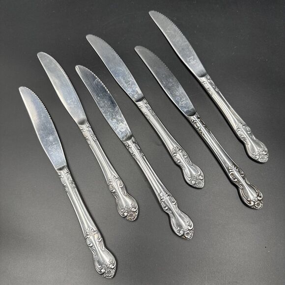 Easterling Valhalla Dinner Butter Knife Stainless Vintage Korea Set of 6 1950s - Picture 1 of 4